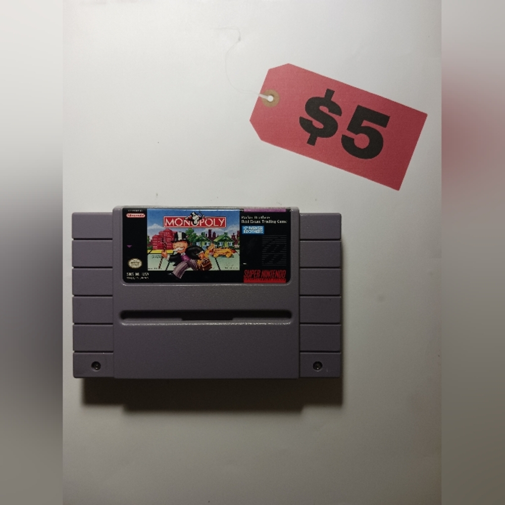 SNES Monopoly Nintendo Video Game Cartridge